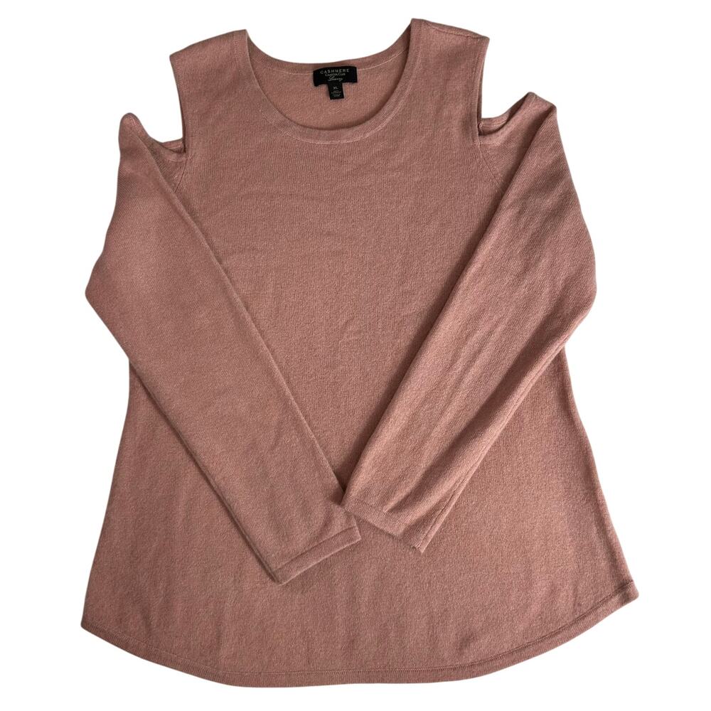 Charter Club Cashmere Women's XL Cold-Shoulder Long Sleeve Sweater Pink